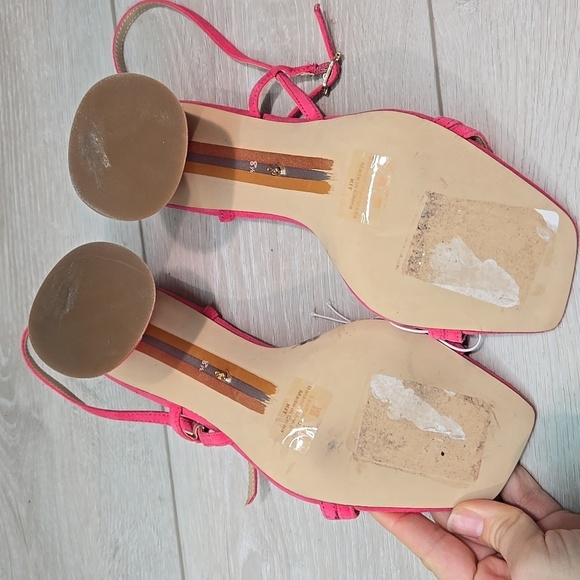 Sam Edelman Women KIT Pink Suede Square Toe Heels Sandals Shoes Sz 8.5M - Picture 10 of 12